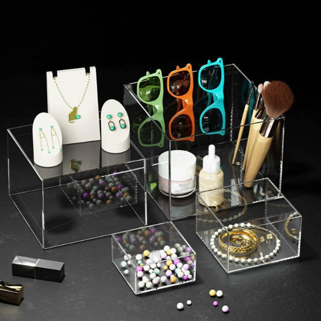 Acrylic Cube Display Box Stand 5 Sided for Parties Cosmetics Cupcake