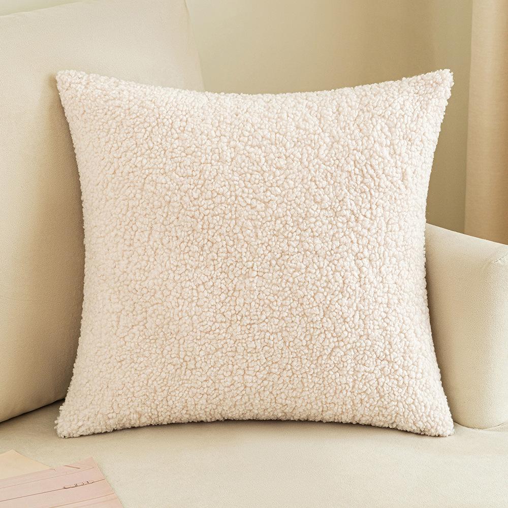 Ins Style Lamb Velvet Pillow Solid Color Curly Pillow Case Simple Sofa Cushion Pillow Office Waist Pillow Case