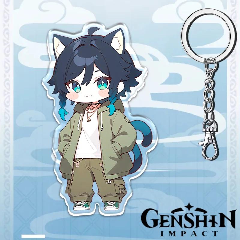 Portachiavi Acrilico Genshin Impact da 12cm Accessori Zaino Studente Hu Tao Yoimiya Zhongli Raiden Shogun Accessori Regali per Feste