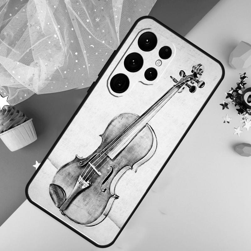 Music Violin Case For Samsung Galaxy S24 S23 S22 Ultra S21 S20 FE Note 20 Note 10 S8 S9 S10 Plus Cover