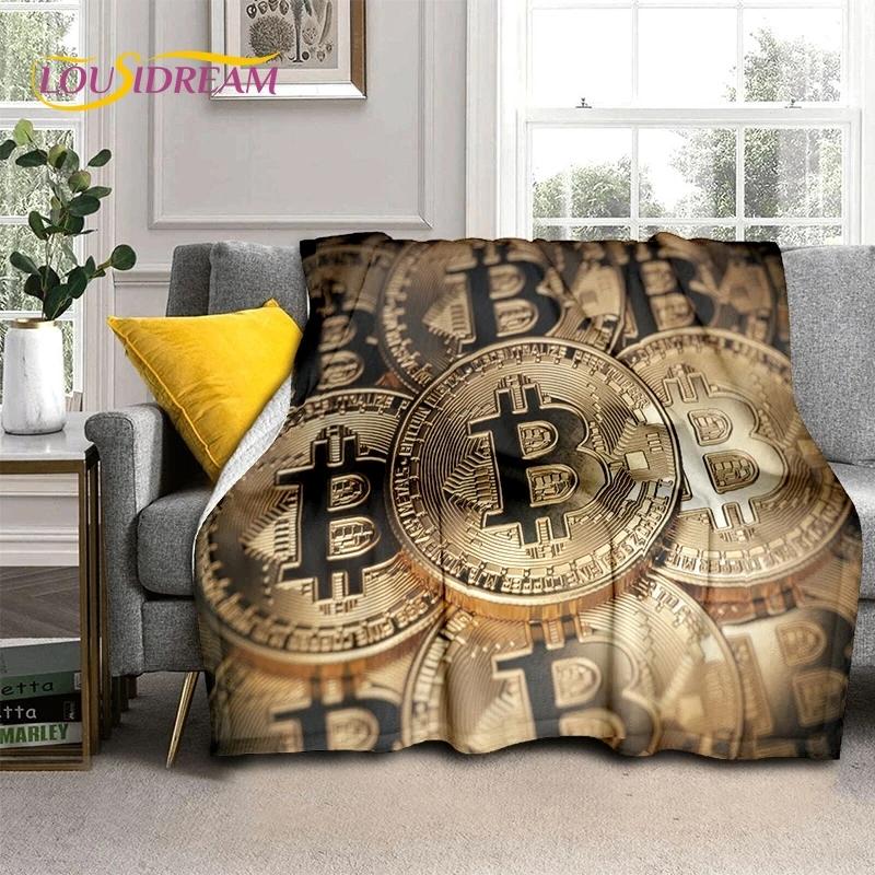 Bitcoin Virtuelle Währung NFT Weiche Flanelldecke für Betten Schlafzimmer Sofa Picknick, Überwurfdecke zum Zudecken Outdoor Freizeit Nickerchen Geschenk