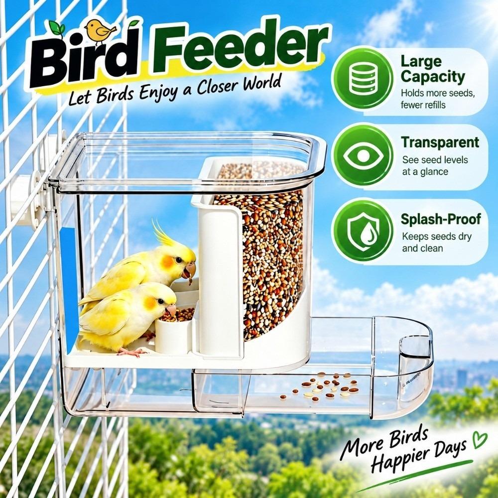 Large Capacity Small Pet Hanging Cage Splash-Proof Hanging Cage Feeder  Small Pet Birds