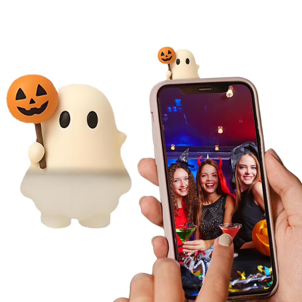 Ghostees Mystery Phone Buddy Halloween Ghost Phone Accessory Mini Halloween Ornament Gifts Car Mirror & Dashboard Decorations