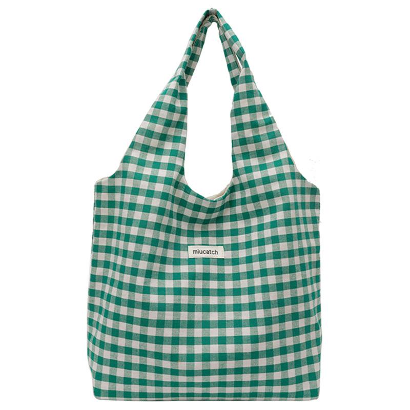 Students take classes, plaid leisure large-capacity bags, women's 2025 new tote bags, leisure shopping bags, bags