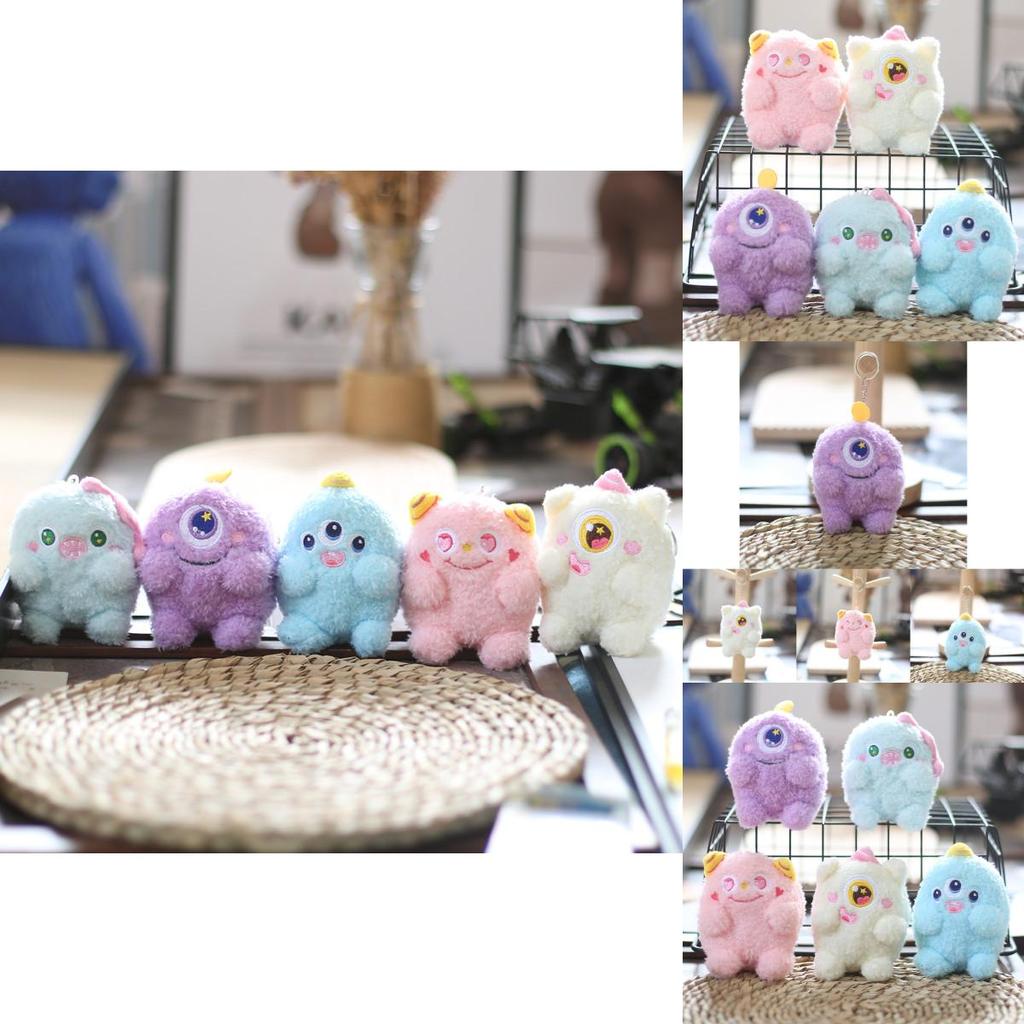 Cute Adorable Monster Plush Toy Keychain Soft Short Plush Material In Pink Blue Purple White