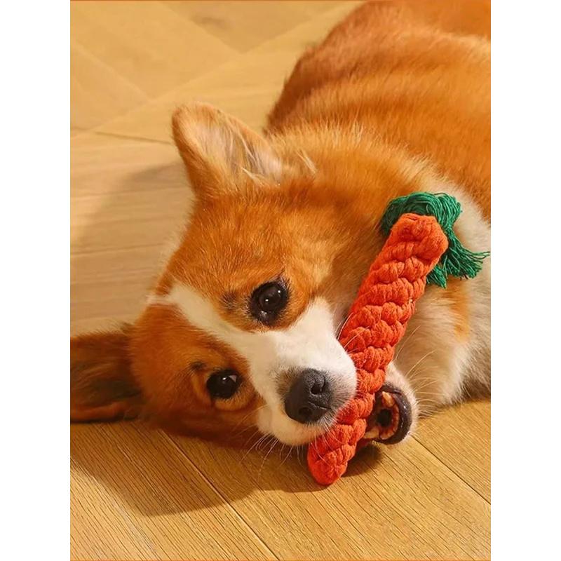 Durable Cotton Rope Dog Toy for Small Medium Dogs Hand Woven with Knots and Textured Teeth Cleaning Chew Resistant Interactive