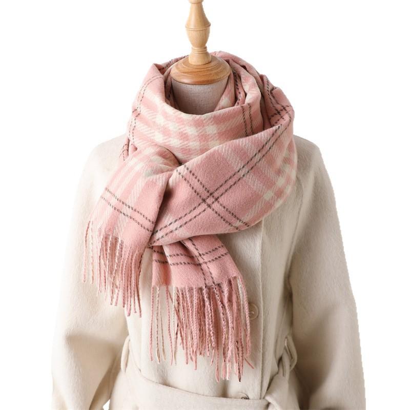 Retro British Style Imitation Cashmere Plaid Warm Shawl Scarf Autumn And Winter Fashion Atmosphere Versatile Fringed Scarf Women