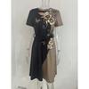 Temperament Commuting Belt Short Sleeved Round Neck Printed Women's Dresses