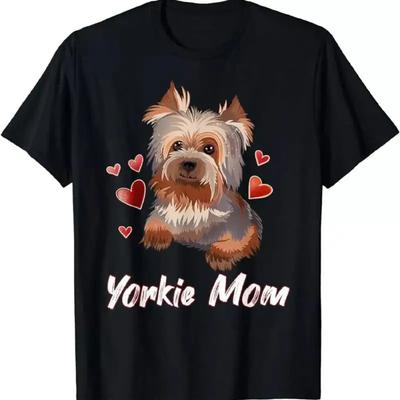 Cute Yorkie Mom Illustration Yorkshire Terrier Lover T Shirt Pet Day