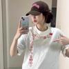 Pure Cotton American White Short-sleeved T-shirt Women's Summer New Popular Loose Large Size Fat Mm Lazy Wind Half-sleeved Top