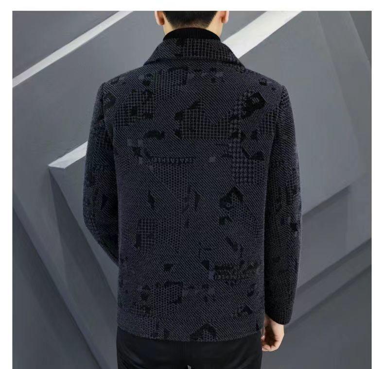 Herrförtjockad sammetsulljacka - Ny höst/vinter kort kappa