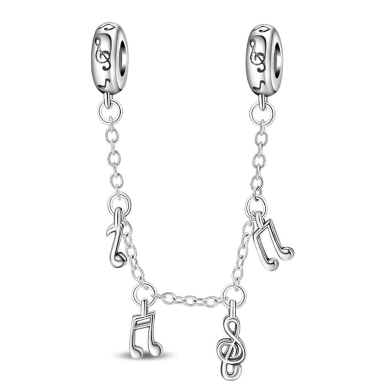 Copper Safety Chain Star Moon Airplane Earth Inlaid Zircon Charms Beads Fit Original Bangle Bracelet Diy Jewelry