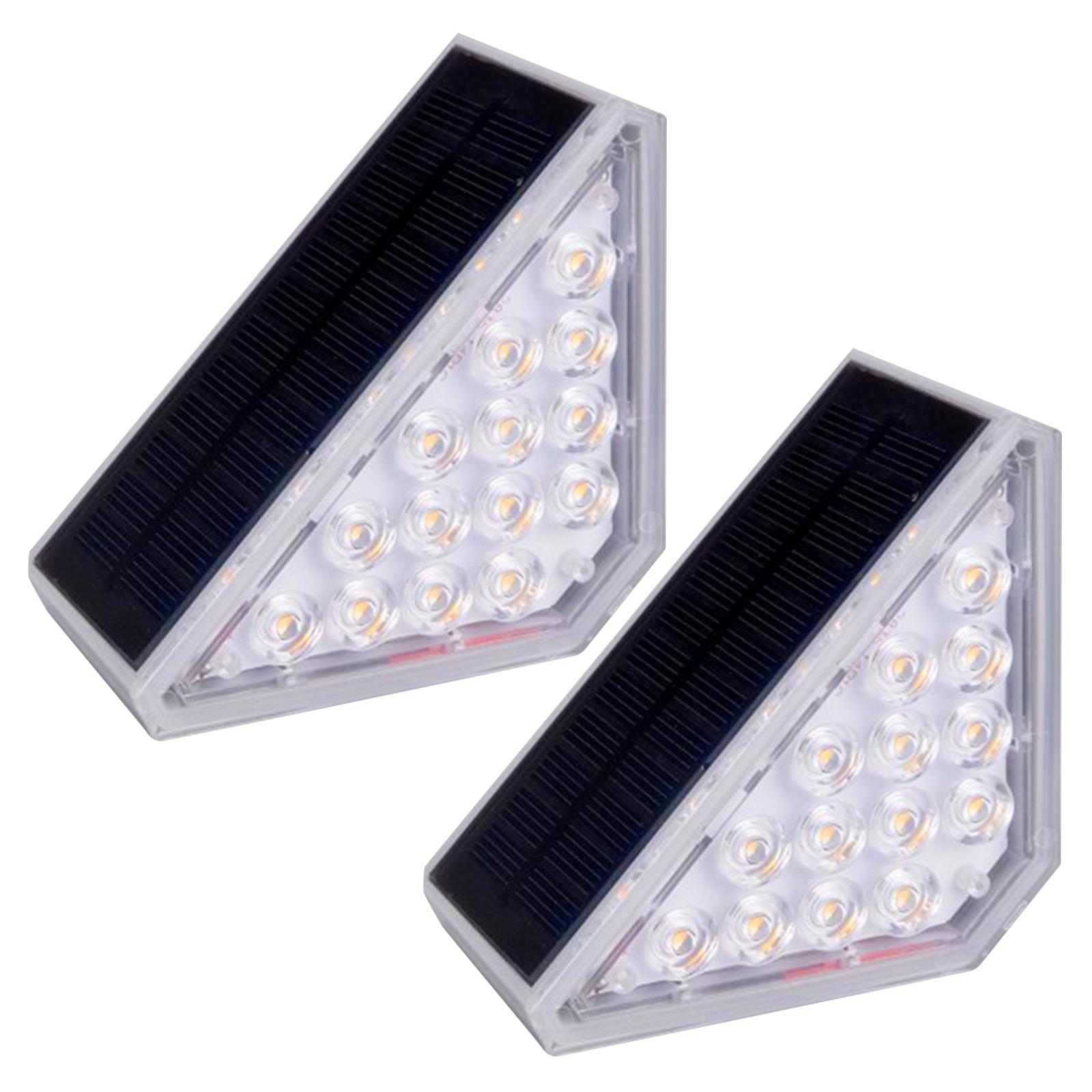 

2Pcs Solar Step Lights for Outside Warm Solar Stair Lights Long-lasting Brightness Enhanced Battery A