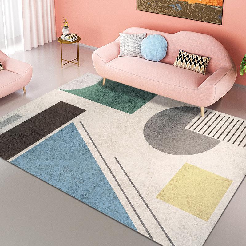 Retro Geometric Style Living Room Carpet Bedroom Bedside Carpet Modern Minimalist Luxury Floor Mat
