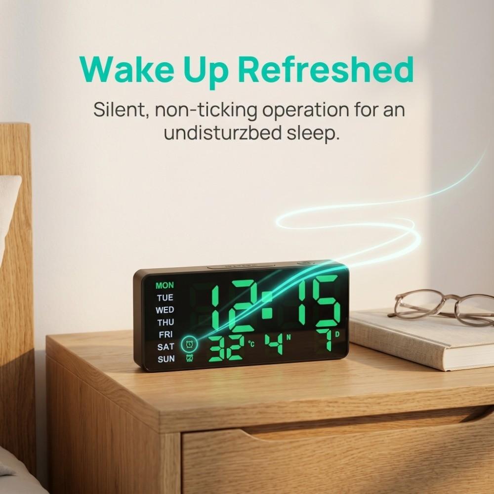 Dual Alarm Electronic Clock Large Screen Date Week Display Timer Desktop Clock Living Room