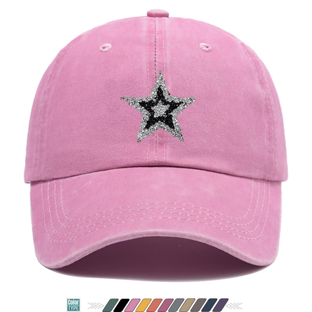Pc Sparkling Rhinestone Star Trucker Hat Unisex Baseball Cap with Rhinestone FivePointed Star Print Adjustable Buckle Closu