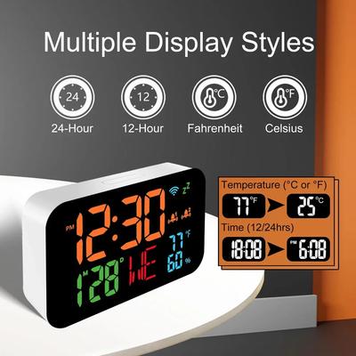 Tuya WiFi Stolní hodiny Kalendář Inteligentní Teploměr Vlhkoměr s Digitálním LED Displejem Podpora WIFI Auto-Kalibrace