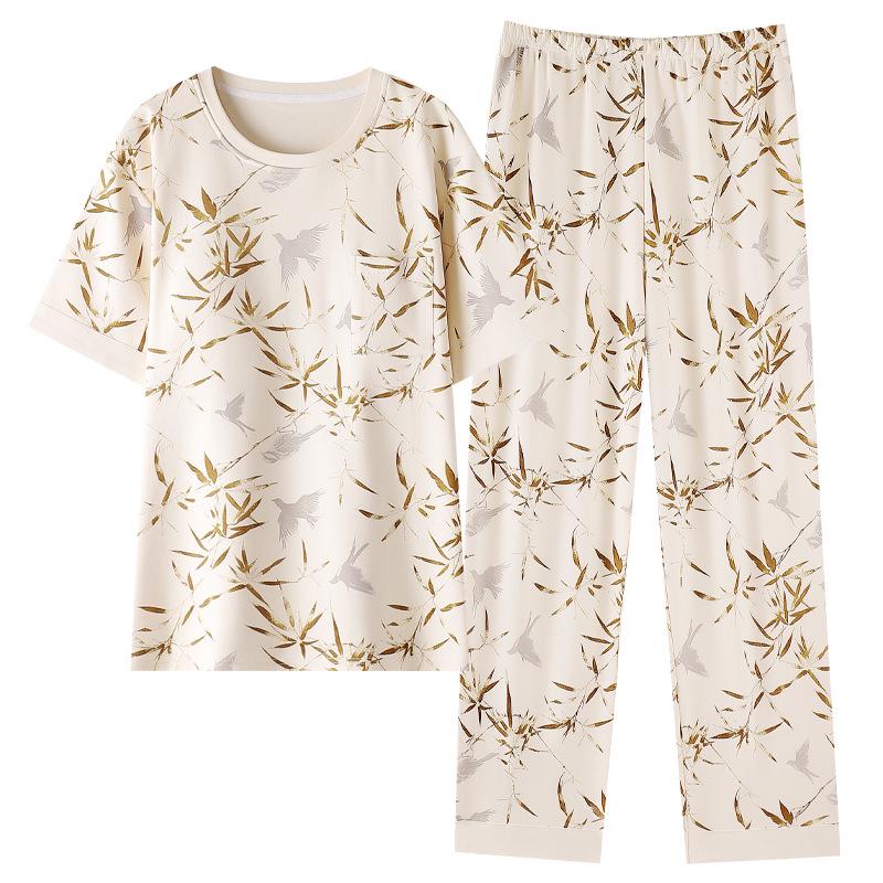 Women's Spring/Summer Short Sleeve Cotton Pajamas Set - Lightweight, Casual Style for Indoor/Outdoor Wear