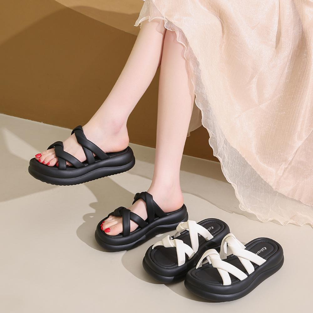 

JMXD-cool Slippers Women s Summer Wear, Versatile Thick-soled Beach Sandals Step on Shit Feeling 35 бежевый