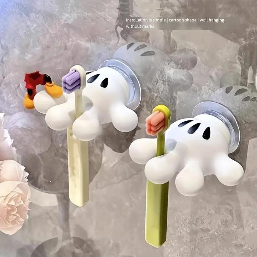 Cartoon Palm Tree Suction Cup Bathroom Waterproof Toothbrush Towel Rack Multifunctional Data Cable Storage Hook