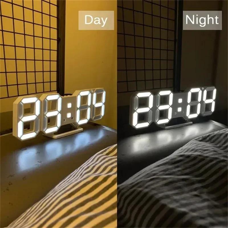 3D LED Clocks Digital Wall Clock Living Room Home Decoration Bedroom Mode Light Decor Large Digital Watches Hanging Garden
