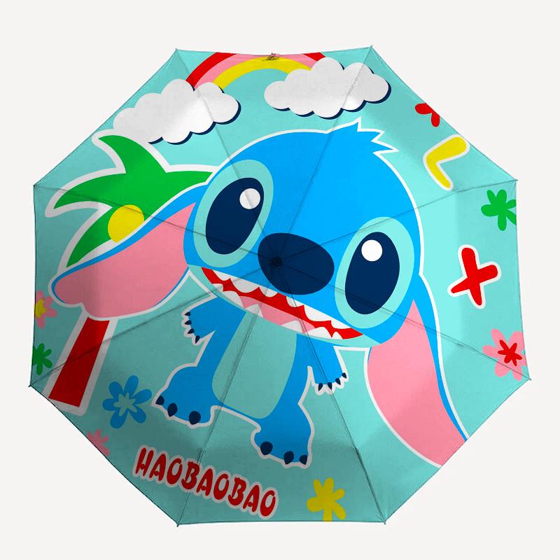 Stitch, Cartoon Automatic Opening and Closing Umbrella - 8 Ribs Portable Folding Umbrella with Plastic Handle, Suitable for Leisure and Hall