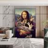 Funny Mona Lisa Art Poster Mona Lisa and Cats Canvas Painting Retro Wall Art Pictures for Living Room Home Decorarion (No Frame)
