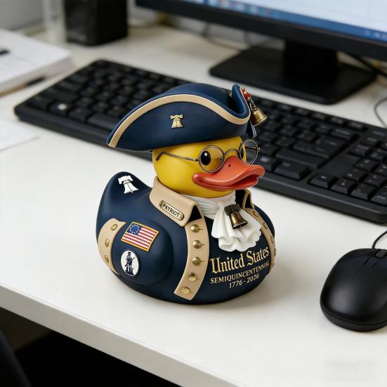 American Independence 250th Anniversary Duck Figurine Patriotic Resin Veteran Duck Statue for 4th of July Independence Day Celebration