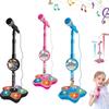 Gold Toy Kids Cartoon Music Microphone With Stand Can Connect With Mp3,Real Echo Sounds Toys Gift