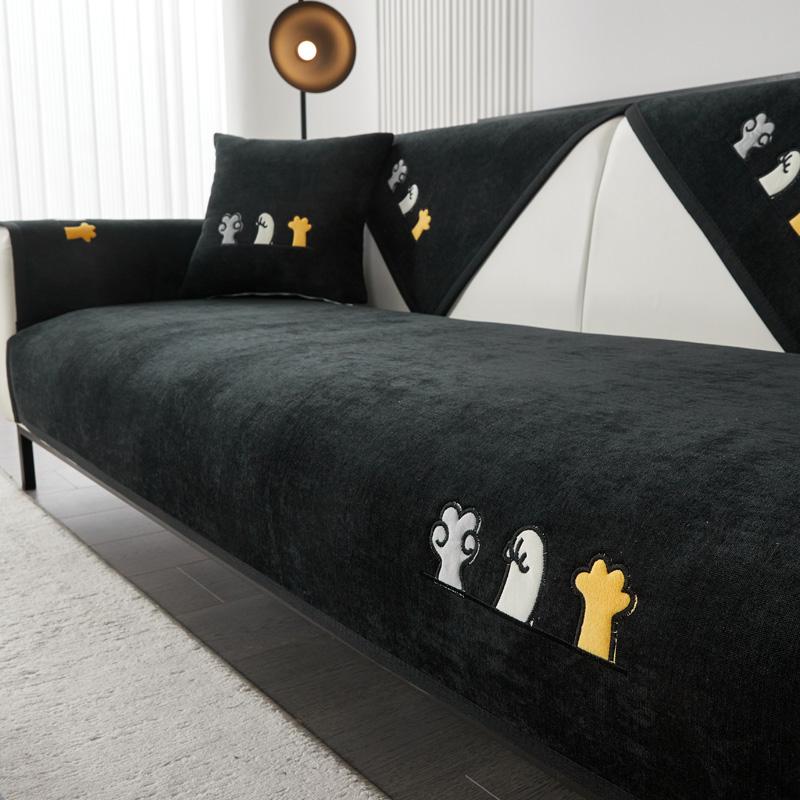 Soft Chenille Embroidery Four Season Universal Sofa Towel, L-shaped Sectional Anti-slip Sofa Cover for Living Room