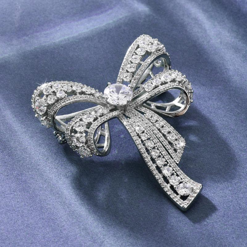 Fashion Luxurious Rhinestone Bow-knot Brooches For Women Clothing Coat Accessries Gifts