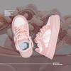 Fashion Women Pink Platform Skateboard Shoes Fashion Lace-up Comfortable Vulcanized Shoes Women Casual Sneakers Pu Leather Jogging Shoes