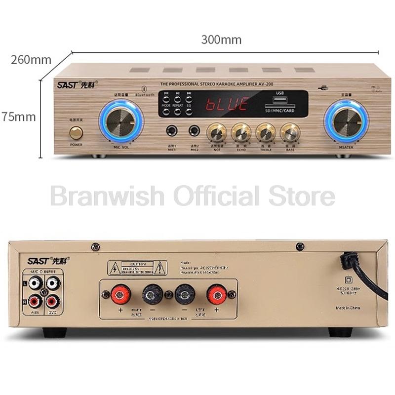 Hifi 150W+150W High Power Amplifier 4.2 Bluetooth Amplifier 2-Channel Auido Speaker Amp Decoding with USB/SD for Home Theater