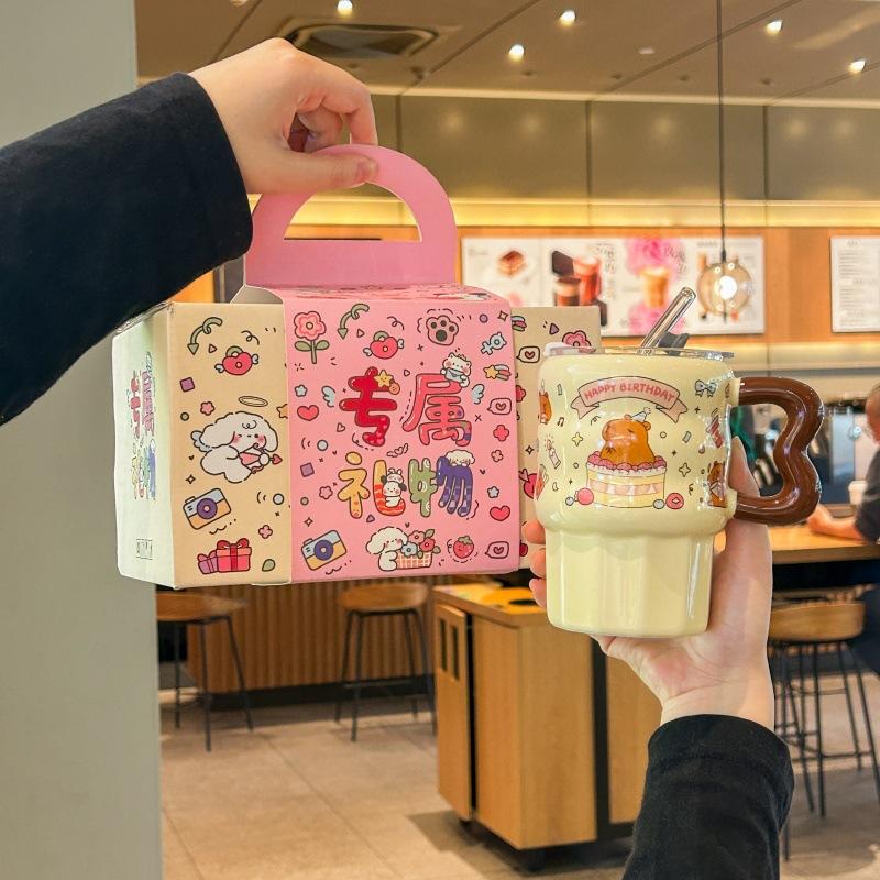 Roztomilý keramický hrnek se slámkou kapybara roztomilý dívčí hrnek na kávu praktický hrnek pro přítelkyni dárek k narozeninám