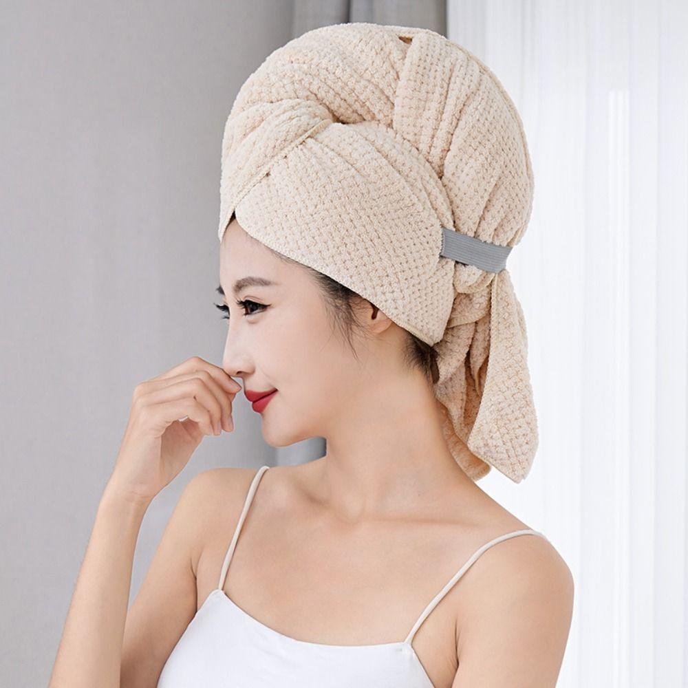 Large Dry Hair Cap Solid Color Quick Drying Turban New Hair Towel Wrap  Bath