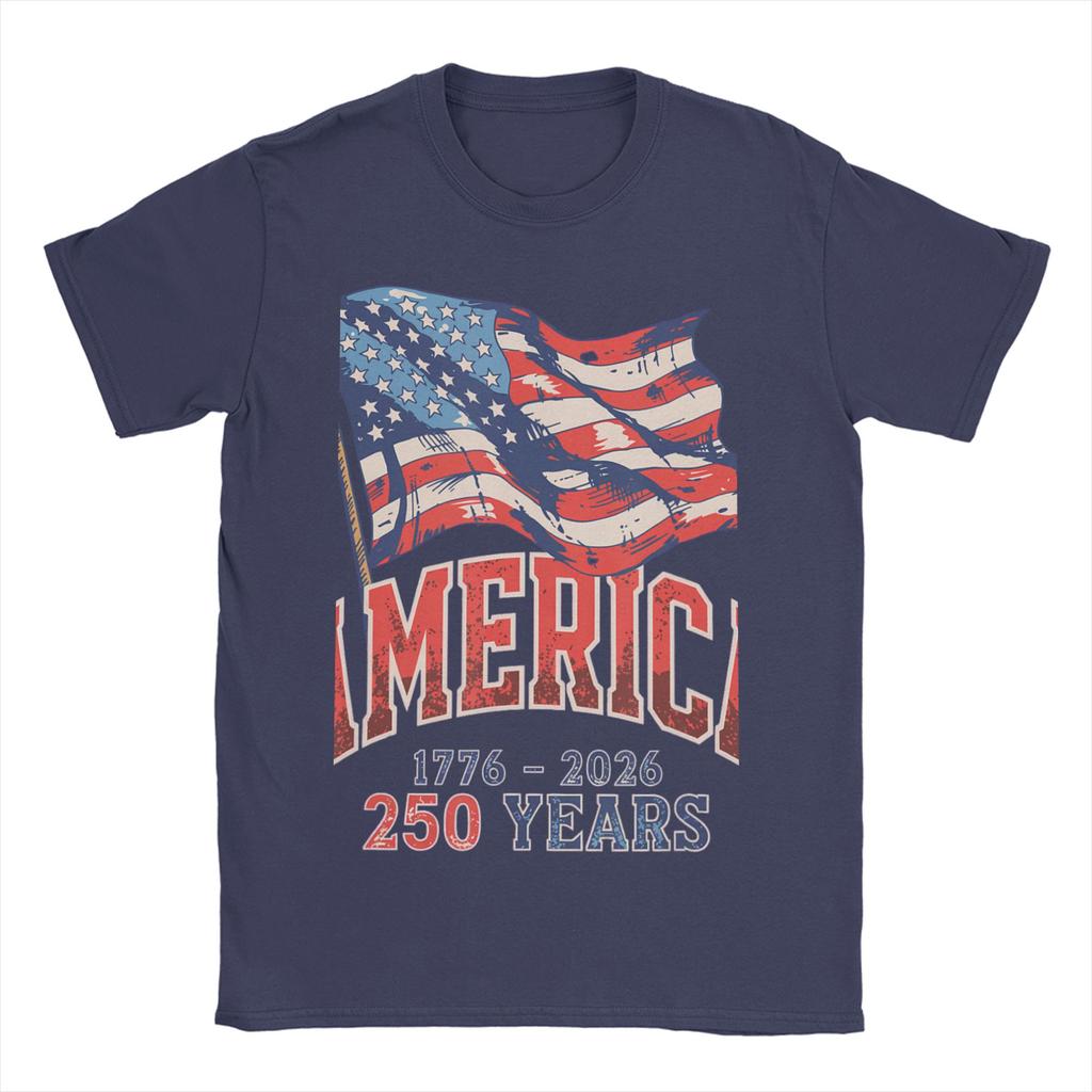 Unisexs TShirts Anniversary USA Funny Pure Cotton Tees Short Sleeve T Shirt Round Collar Tops Party