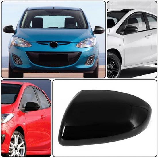 Left Driver Side Rearview Mirror Cover Gloss Black for Mazda 2 DEMIO 2007-2014