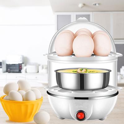 Mini Egg Cooker Multifunctional 2-Layer Egg Custard Steam Cooker Automatic Power Off US Plug with Measuring Cup Kitchen Gadgets