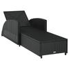 Sun Lounger with Cream Colored Cushion Poly Rattan in Black
