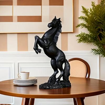 Statue en résine, cheval doré, blanc et noir, ornements abstraits nordiques pour figurines, sculpture d'intérieur, décoration de maison