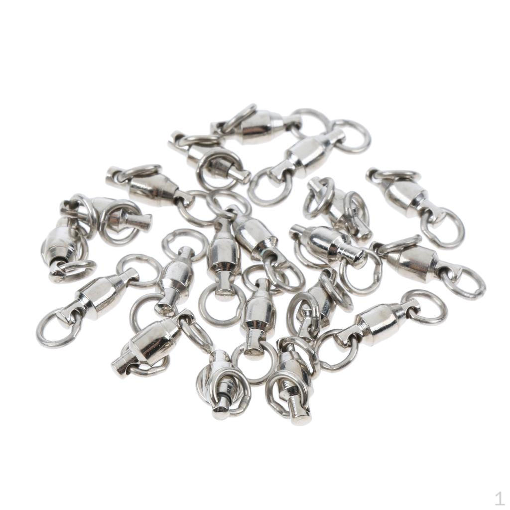 20 Pcs /1/3/6 Strong Heavy Duty Fishing Ball Bearing Rolling Swivels 0#