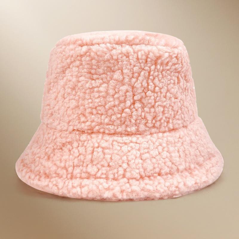 Autumn and winter thermal basin hat retro bucket hat word men and women lamb wool bucket hat
