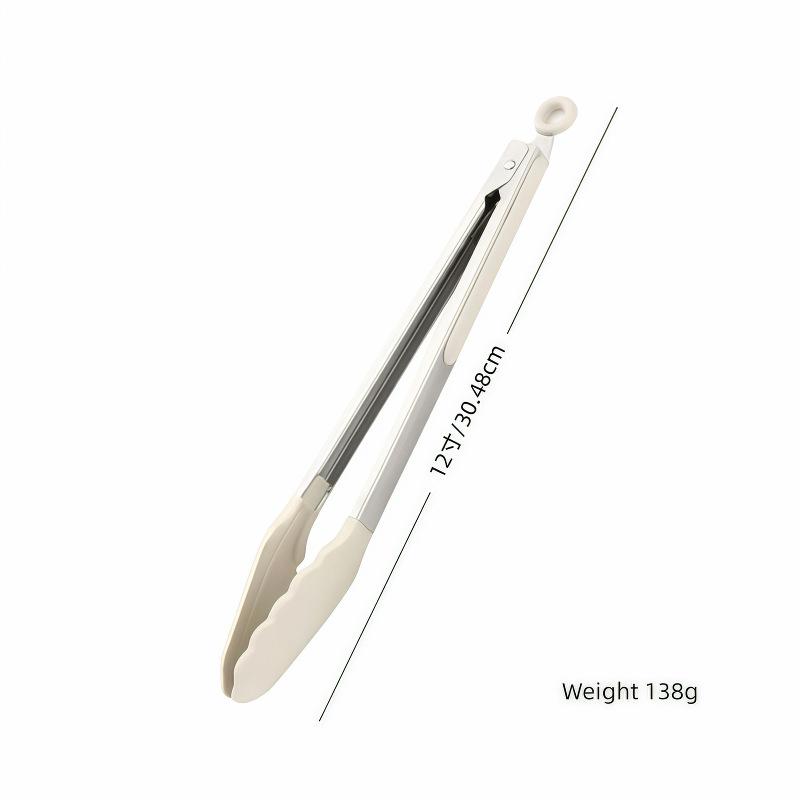 High-Temperature Resistant Stainless Steel Silicone Kitchen Tongs for Stir-Frying and Grilling