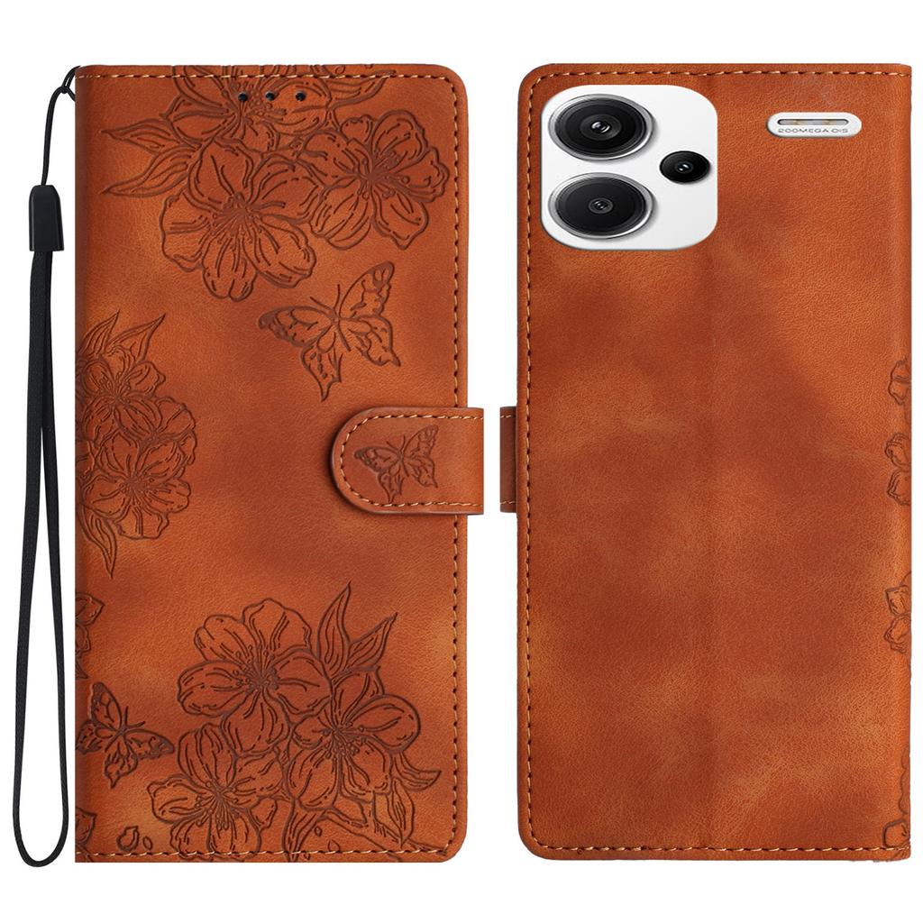 For Xiaomi Redmi Note 13 Pro+ 5G Case PU Leather Butterfly Flower Pattern Anti-Scratch Phone Cover