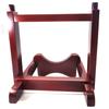 Okinawa sanshin folding stand, reddish-brown, with family crest, wooden stand, includes original sticker.