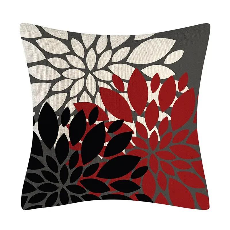 Poszewka na poduszkę do dekoracji domu Modna poduszka Abstrakcyjna poszewka na poduszkę Czarno-czerwona geometryczna poszewka na poduszkę Sofa