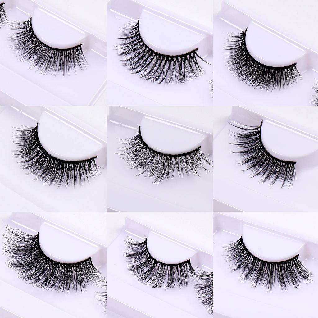 Blue Box 15mm Natural Style 3D Wispy Silk False Eyelashes Vegan Synthetic Hair Faux Mink Lashes