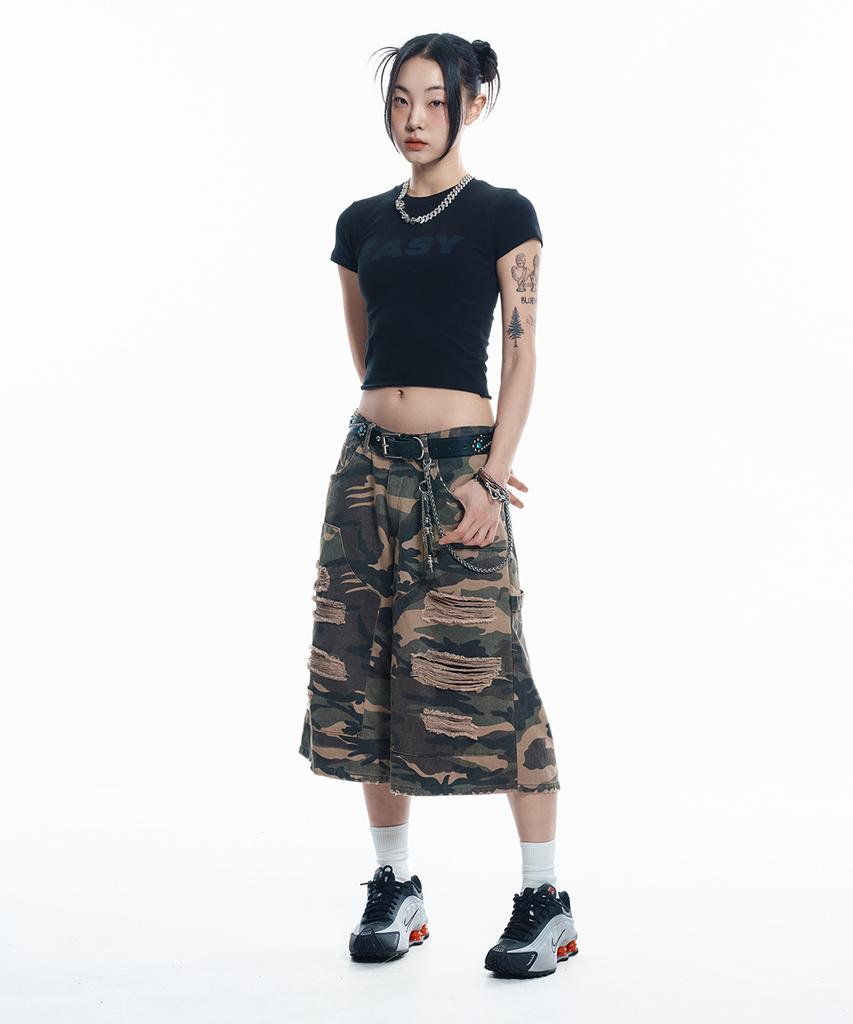 EASY NO EASY Easy See-Through Crop Short Sleeve - Black
