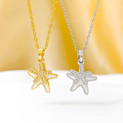 Exquisite Starfish Necklace: Gold and Diamond Clavicle Chain