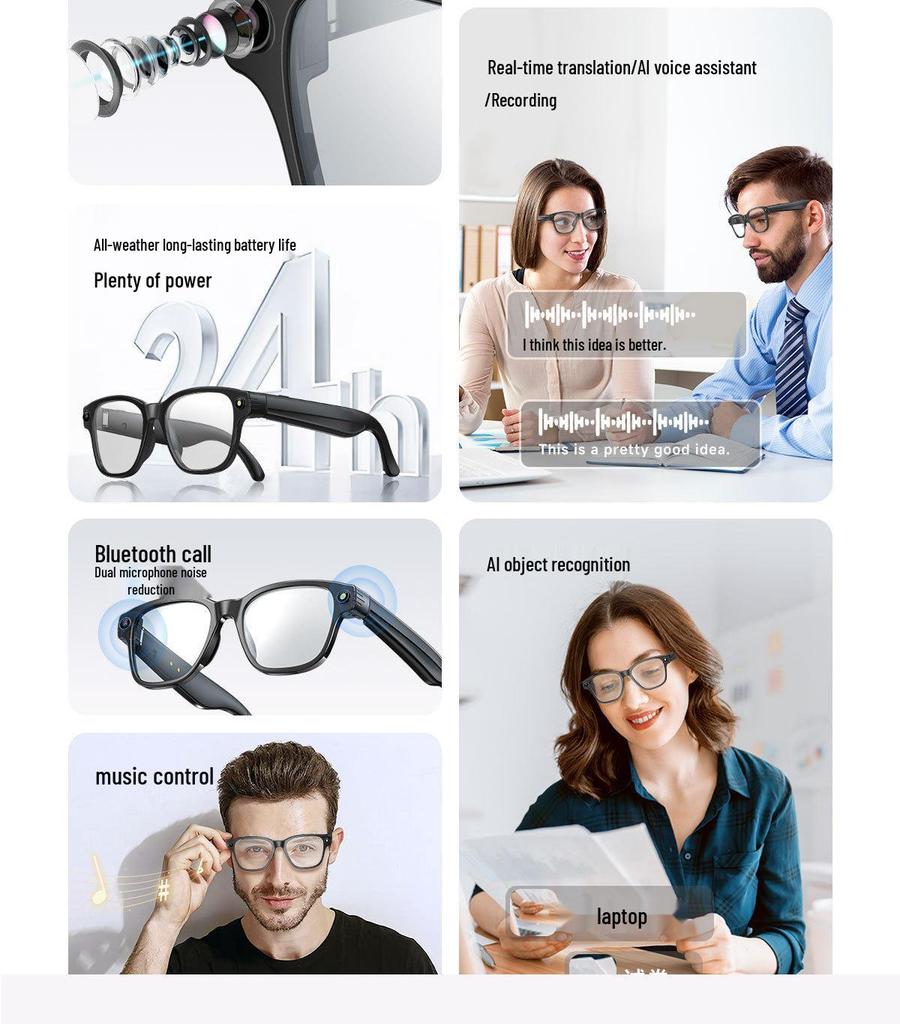 L801 Smart Glasses: 8MP Camera, 4GB Memory, AI Translation, Photo Capture, Object Recognition, Bluetooth Calls